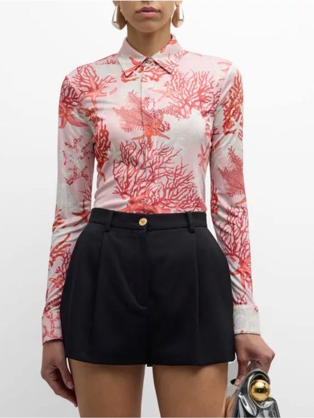 Versace Under The Sea Button-Front Shirt size 42/us size 6